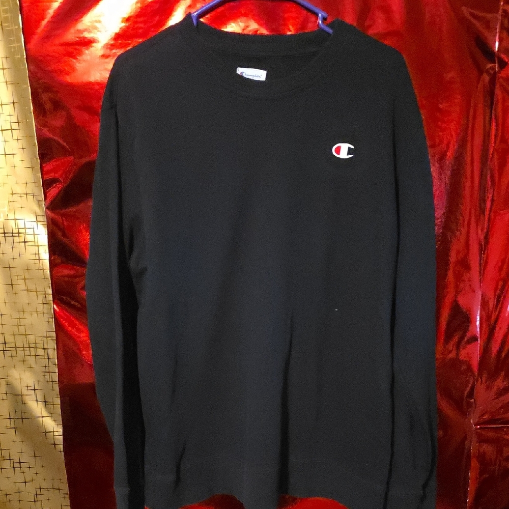 Y2k Vintage Champion Black Crewneck Long Sleeve